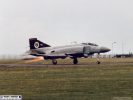 Wearing a combination of both 74 and 56 Sqn markings, display ship XT914 blasts off at RAF Wattisham for a practice display, 25th March 1992.