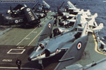Scimitar F.1 XD264 / 154 of 803 NAS, HMS Victorious, 1959. Unfortunately I have lost the details of who sent me this fine shot - if you recognise it, please get in touch. Skyraiders and Sea Venoms in the background.