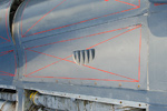 Central fuselage - FAW.2 XJ494. Not all markings are present on this aircraft. This is the middle port engine access panel.