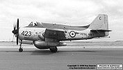 XL498 '423', another 849 Squadron, A Flight Gannet AEW.3 assigned to HMS Centaur, is seen taxiing-in at RAF Khormaksar in 1963. Two points to note are; the pylon-mounted, Palouste-type starter that was used to start its own engines and those of the Scimitars and Sea Vixens when ashore; that the aircraft is being taxied on one of it's two Mamba engines, the pilot having stopped the other.