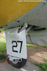 Starboard main gear - T.2 XA508. Note bulge and gap in door to clear retraction strut, which is attached to the wing's lower surface.