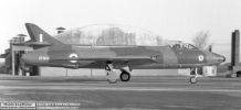 Because of the crowded circuit at RAF Little Rissington, the CFS Hunter flight, which in 1961/2 comprised three F4s, XF943/944/973 and a solitary T7, XL611, was permanently based at RAF Kemble and manned by civilian staff. Late in 1961, its Hunters were refurbished and XF943 'B' glistens in its new coat of camouflage and the CFS Pelican crest on its nose, as it taxis back to its pan in March 1962. This aircraft was unfortunately destroyed in a crash three months later.