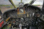 Pilot's cockpit - FAW.2 XJ494. This was a Martel missile trials aircraft and has non-standard instruments e.g. the Buccaneer-style attitude indicator in the centre and the radar altimeter above that.