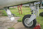 Nose gear - FAW.2 XN685. Note rear door would normally be closed except when the gear is cycling open or closed. Leg, door and bay interiors in light blue/grey, wheel hub natural metal.