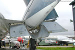 Starboard wing - FAW.2 XJ565. Flap detail. Note how the curved part of the flap wraps under the tailboom and top surface colour continues onto top of flaps.