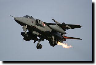 Jaguar GR.3 on final with engine fire