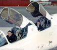 XR219 - with Roland Beamont and Don Bowen. Another shot giving a good idea of canopy internals and cockpit colouring. Bea's seat has been motored down to a lower setting than Don's.