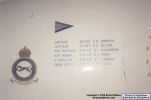 Closeup of the 49 Squadron badge and crew names on XD818.