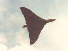 An unusual Vulcan with two sets of ECM plate aerials (the plates between the engines) at the RAF Abingdon Open Day in 1980. This double plate fit was on Blue Steel configured aircraft as the missile blocked transmissions from the normal single aerial on the starboard side.