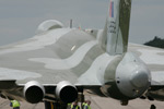 B.2 XH558. A look down the length of the fuselage showing how it flows into the wing. Note the differing angles of the jetpipes.